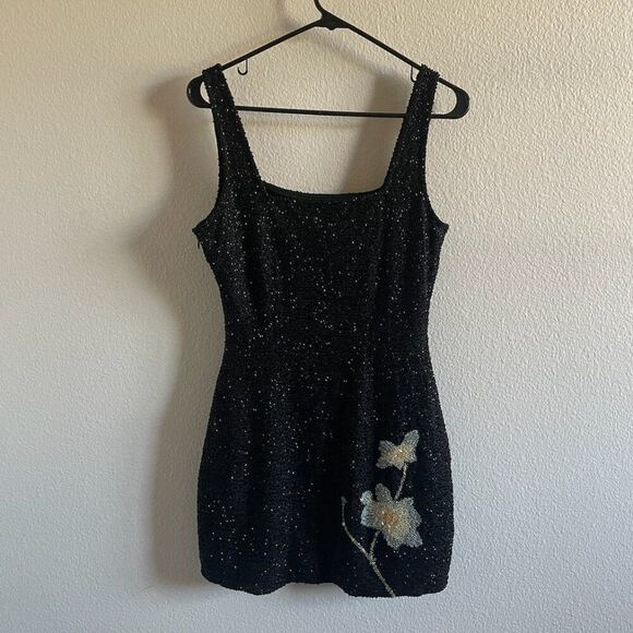 Staud Le Sable Beaded Mini Dress Botanical Shadows Size Medium - Picture 7 of 10